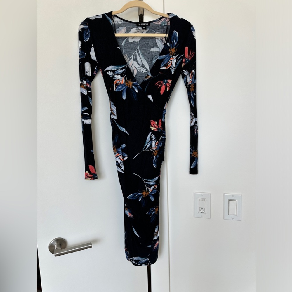 Yumi Kim Wrap Dress Midi (Take Me Out Dress), floral, long-sleeve